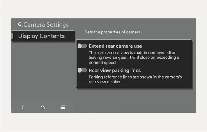 Rear View Monitor settings
