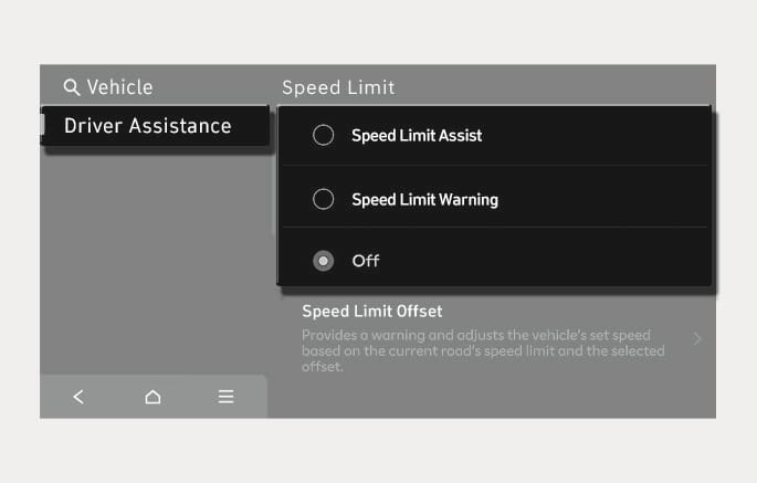 Intelligent Speed Limit Assist Settings