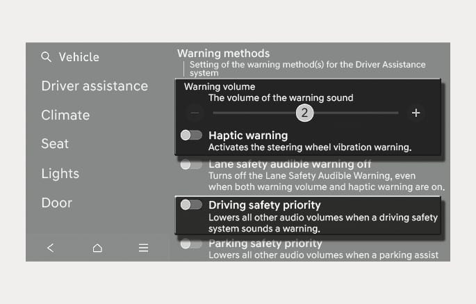 Blind-Spot Collision-Avoidance Assist settings