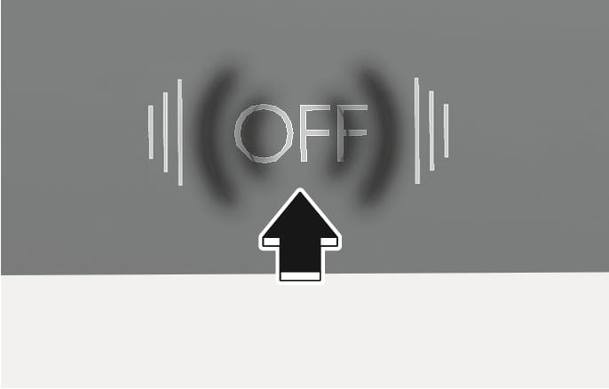 2025 Hyundai Tucson Air Conditioning OFF button image. A black arrow points upwards to the 'OFF' symbol with vertical lines on both sides. Explains the function of turning off the manual heating and air conditioning system.