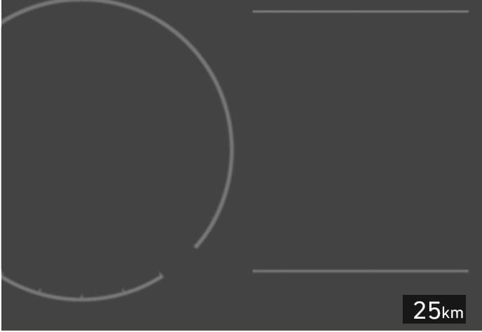 2025 Hyundai Tucson Odometer Type A image. The digital display shows a partial circular gauge on the left and the text '25km' at the bottom right. This illustrates the function of indicating the total distance the vehicle has been driven.