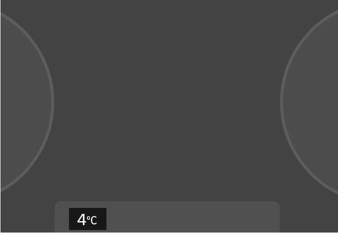 2025 Hyundai Tucson Outside temperature gauge Type B image. On a dark digital cluster background, a temperature reading of '4°C' is displayed in a box at the bottom center. This explains the function of indicating the outside ambient temperature on the instrument cluster.
