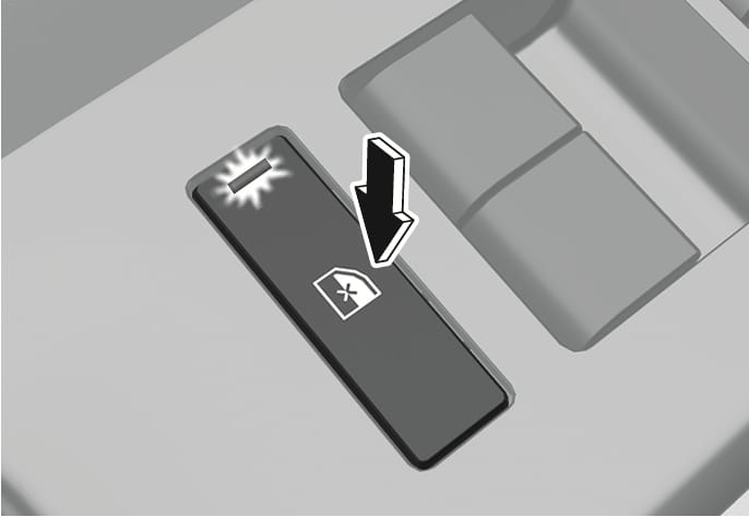 2025 Hyundai Tucson Power window lock button image. A black arrow indicates pressing the switch marked with a window and 'X' icon. A burst graphic shows activation. Explains the function of disabling the rear passenger window switches.