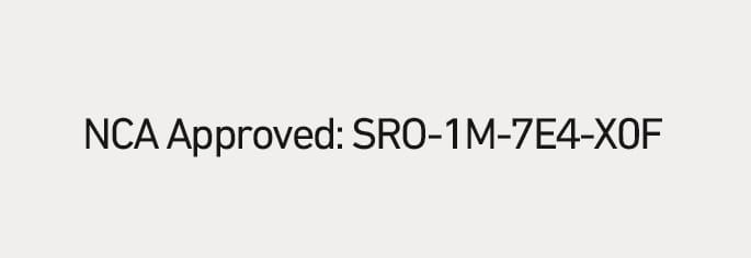 2025 Hyundai Tucson Front radar certification label for Ghana image. The text 'NCA Approved: SR0-1M-7E4-X0F' is clearly displayed. This explains the radio frequency compliance information for the front radar system in Ghana.