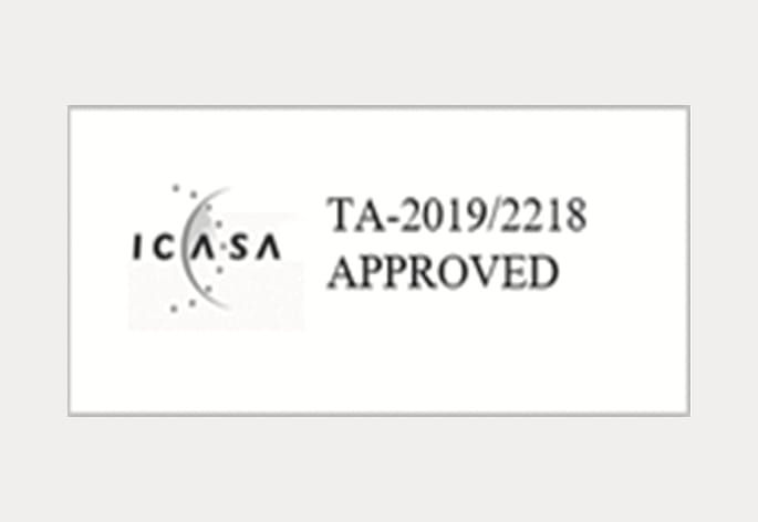 2025 Hyundai Tucson Front radar certification label image for the Republic of South Africa. It features the ICASA logo and the text 'TA-2019/2218 APPROVED'. This explains the radio frequency compliance certification for the front radar.