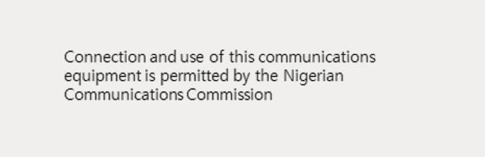 2025 Hyundai Tucson Front radar certification for Nigeria image. The image displays the regulatory text 'Connection and use of this communications equipment is permitted by the Nigerian Communications Commission'. This confirms the equipment's compliance with Nigerian communication standards.