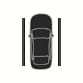 2025 Hyundai Tucson Side Parking Distance Warning indicator image. A top-down view of the vehicle shows vertical bars on the left and right sides. This describes the visual warning displayed on the infotainment screen when obstacles are detected within the side sensing range.