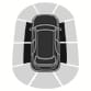 2025 Hyundai Tucson Side Parking Distance Warning indicator image. A top-down view shows the vehicle with left and right sensor zones highlighted in black. Explains the cluster warning when an object is detected within 30 cm (12 in.) of the side.