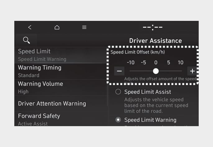 Intelligent Speed Limit Assist settings