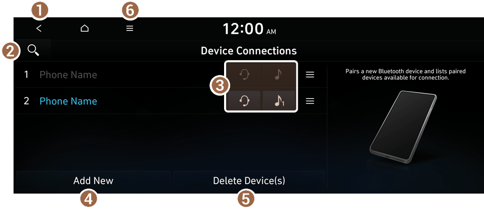 Bluetooth connection screen