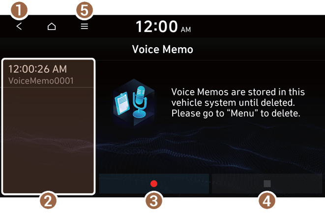 Voice memo screen