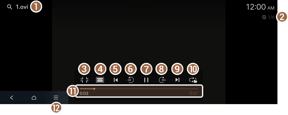 USB Video player screen