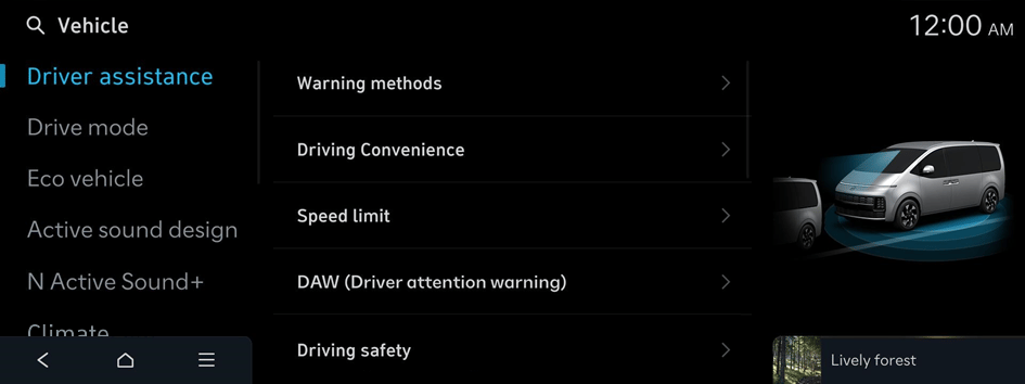 Configure settings for various driver-assist systems, to ensure safety.